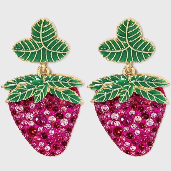 SUGARFIX by BaubleBar Crystal Strawberry Drop Earrings - Pink, NWT - Picture 9 of 9